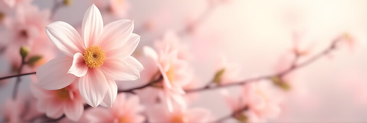 Poster - A delicate flower arrangement with soft pastel colors is used as a subtle background element in decoration design._00001_