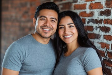 Canvas Print - Couple Standing Next to Brick Wall