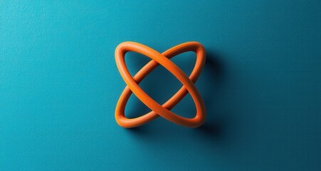 Poster - Blue glowing atomic symbol on a digital network background