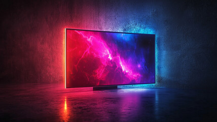 Poster - Dynamic ai-generated visuals colorful led tv display modern studio digital art tech environment vibrant viewpoint