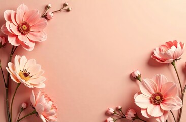 Wall Mural - Floral background image in new color of the year 2025 Mocha Mousse. With copy space.