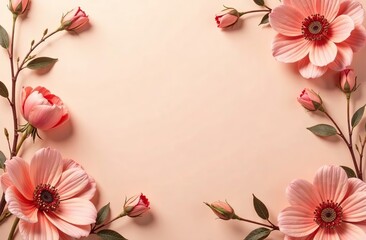 Wall Mural - Floral background image in new color of the year 2025 Mocha Mousse. With copy space.