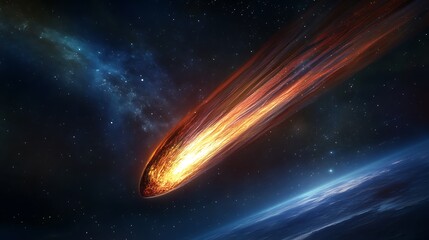 Poster - A vibrant, dynamic comet in a dark sky