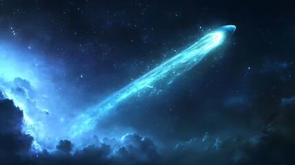 Poster - A vibrant, dynamic comet in a dark sky