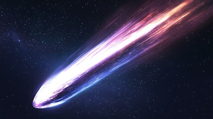 Poster - A vibrant, dynamic comet streaking across a star-filled sky