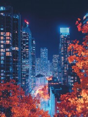 Wall Mural - City Street at Night