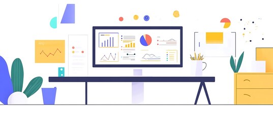 Poster - A clean and modern workspace with a digital tablet displaying a business strategy mind map
