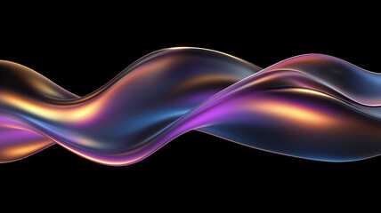 Wall Mural - Abstract fluid 3D render iridescent modern retro futuristic dynamic wave in motion. Ideal for backgrounds wallpapers banners posters and covers