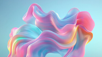 Wall Mural - Abstract fluid 3D render iridescent modern retro futuristic dynamic wave in motion. Ideal for backgrounds wallpapers banners posters and covers