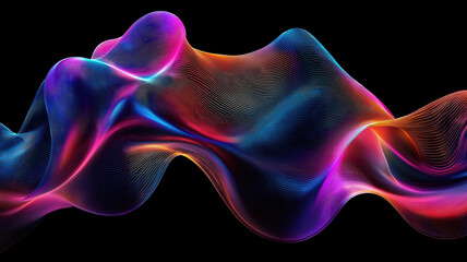 Wall Mural - Abstract fluid 3D render iridescent modern retro futuristic dynamic wave in motion. Ideal for backgrounds wallpapers banners posters and covers