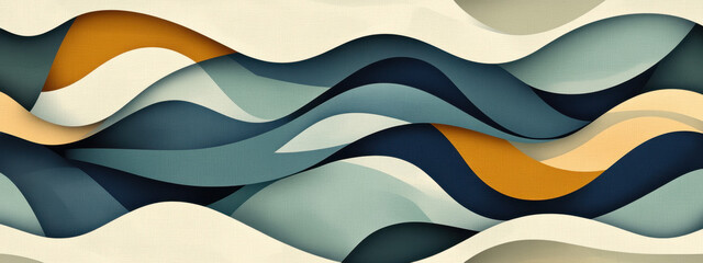 Aufkleber - Curved lines in various colors blend harmoniously, evoking a sense of movement and fluidity. The design features soft waves that suggest tranquility and creativity.