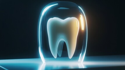 Poster - A glowing, translucent model of a tooth showcases the blend of technology and healthcare.