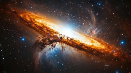 Wall Mural - orange nebula in galaxy