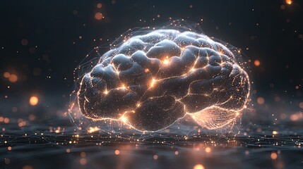 Poster - Digital AI electronic brain on transparent background 