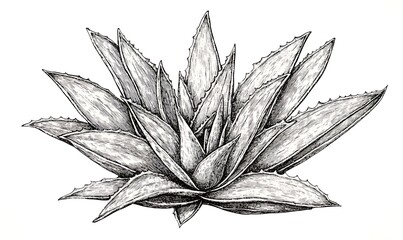 Poster - Detailed Ink Drawing of an Aloe Vera Plant