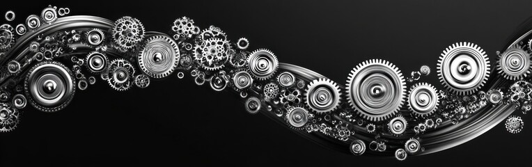 Poster - Stylized digital representation of interlocking gears showcasing mechanistic beauty and modern design