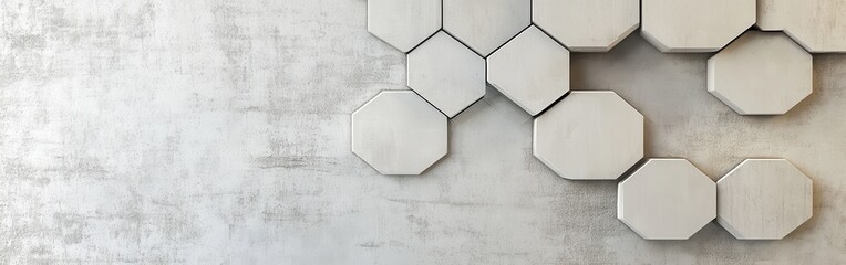 Poster - Minimalist design showcasing hexagonal shapes arranged on a textured wall