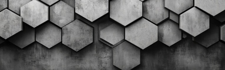 Poster - Minimalist design featuring hexagonal concrete patterns on a textured surface for modern home decor