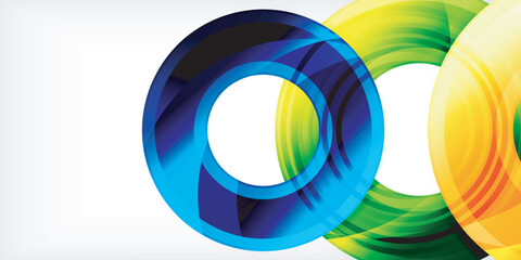 Poster - Bright colorful circles with light effects. Abstract background