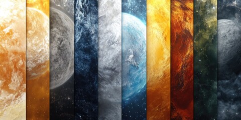 Wall Mural - Planets in different colors