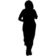 Wall Mural - Silhouette of a woman walking in a long dress