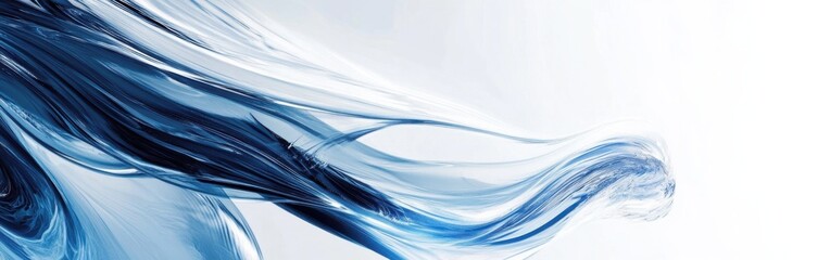 Poster - Dynamic abstract composition featuring flowing blue elements against a light background, conveying movement and fluidity