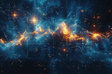 Wall Mural - a blue and orange galaxy with many stars