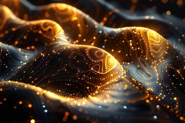 Poster - A glowing, shimmering surface with a pattern of stars and swirls