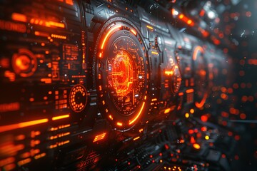 Poster - A computer screen with a glowing orange circle in the middle