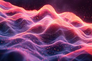 Poster - A colorful, abstract image of a wave with a pink and purple hue