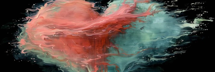 Aufkleber - A striking heart shape composed of swirling colors, blending reds and blues. The artwork captures the essence of emotion and connection, evoking feelings of love and passion.