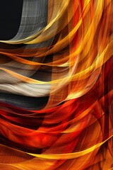 Fototapete - Vivid colors of red and orange swirl together in dynamic, flowing abstract patterns. The composition features smooth curves and layers that create a sense of movement and energy.
