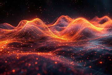 Poster - A computer generated image of a fiery landscape with orange and blue colors