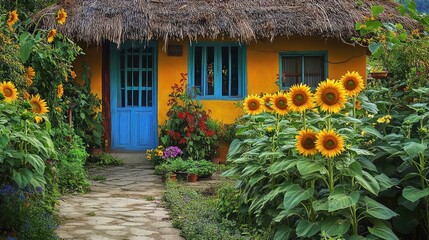 Poster - thatched roof cottage