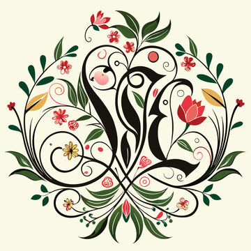 Floral Decoration. floral decorative calligraphic design elements.