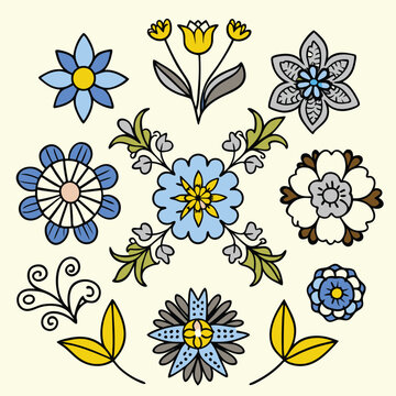 Floral Decoration. floral decorative calligraphic design elements.