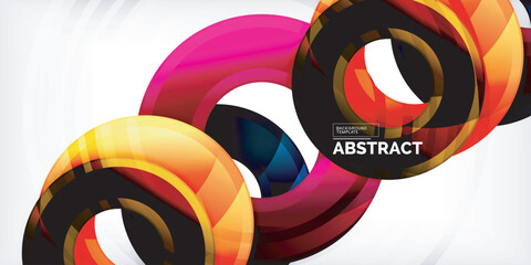 Poster - Bright colorful circles with light effects. Abstract background