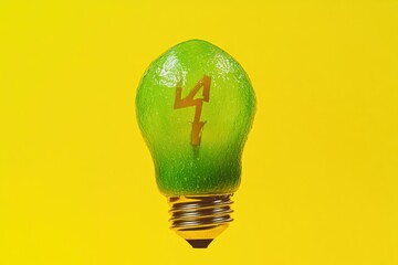 Poster - A green light bulb with the number 4 marked on it