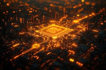 Poster - Close-up view of electronic components on a computer circuit board