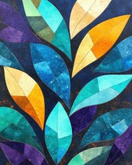Poster - Colorful Leaves Blend in a Stunning Arrangement, Each Piece Glistening With Rhinestones