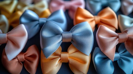 Sticker - A close-up view of a collection of colorful bows on a table