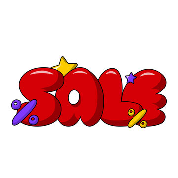 Bubble Lettering of the word Sale in color