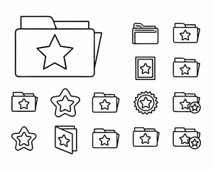 Fototapete - Starred Folders Icons, Organization, Favorites, File Management System