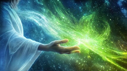 Poster - Creating Cosmic Energy With an Open Hand Amidst the Vast Universe
