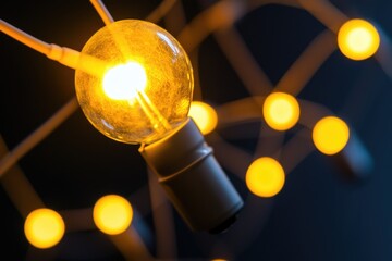 Poster - Close-up of a single light bulb on a string of lights
