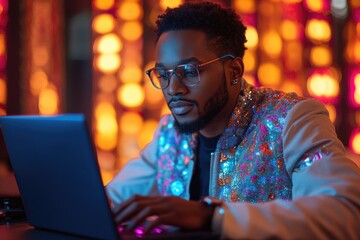 Poster - A person sitting at a desk working on their computer