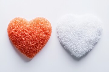 Wall Mural - Two heart-shaped sugars sit side by side