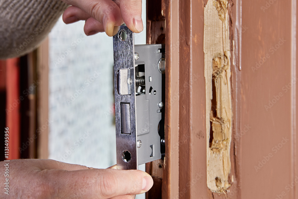 Internal mechanism of mortise lock for interior door while installation ...