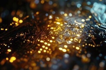 Poster - Detailed view of a computer motherboard components and circuitry