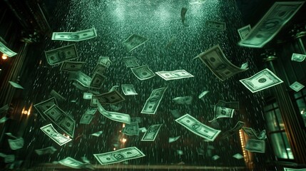 Wall Mural - Rain of Money: A Captivating Visual of Falling Cash